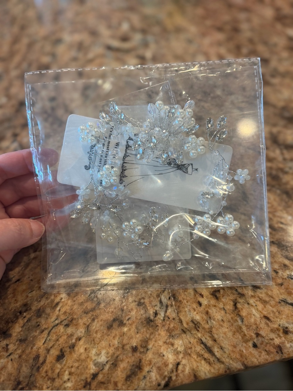 Bridal Pearl & Crystal Hair Vine - White